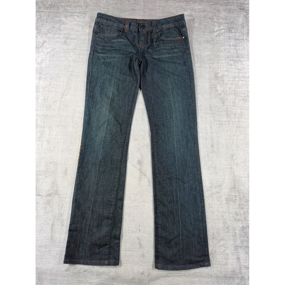 DC Jeans Women 28 Dark Blue Denim Low Rise Bootcut Embroidered Skater Vtg Y2K